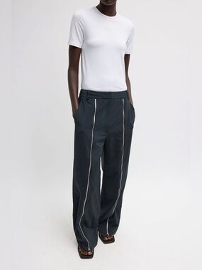 Tibi Nylon Zipper Trouser black Zip-Front Pants
